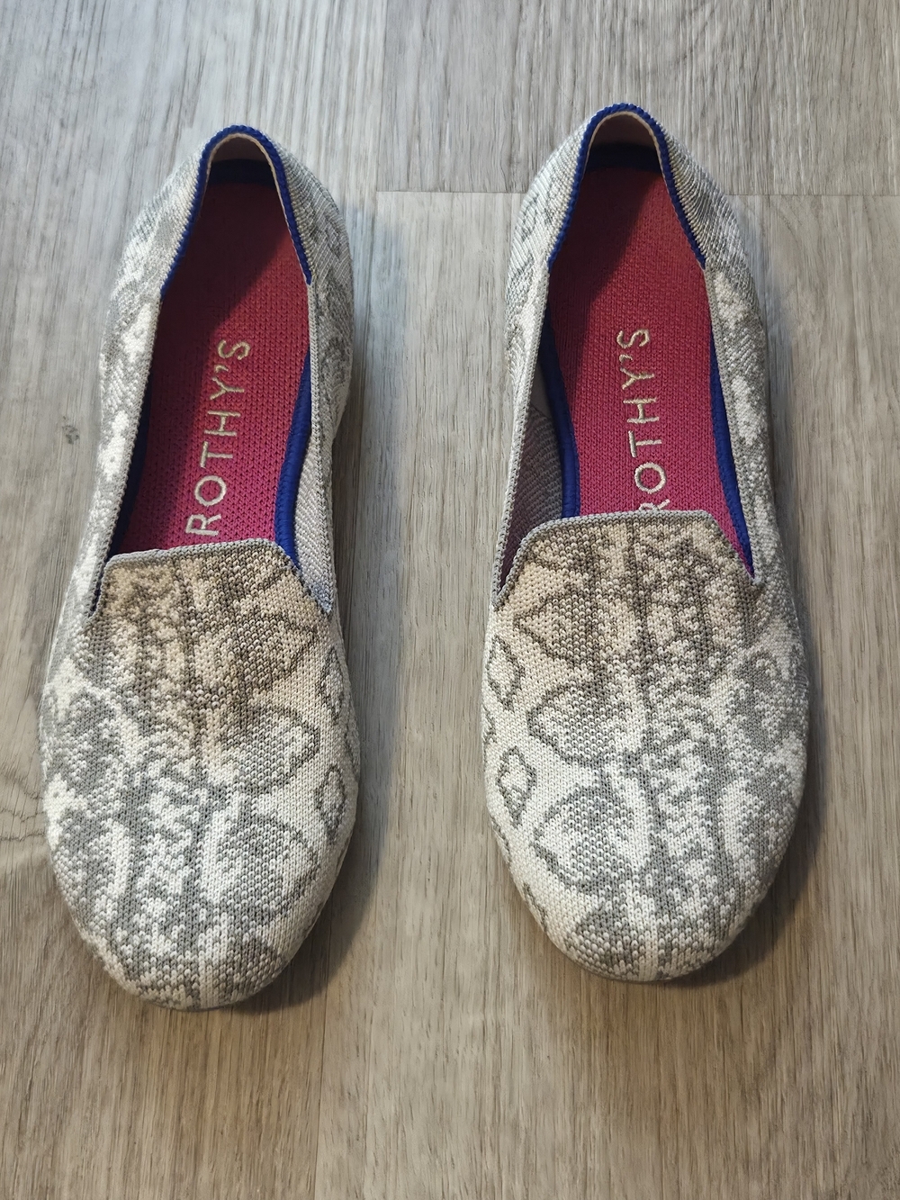 Rothy's Women's Knit Slip-On Flats in Beige Snake Print